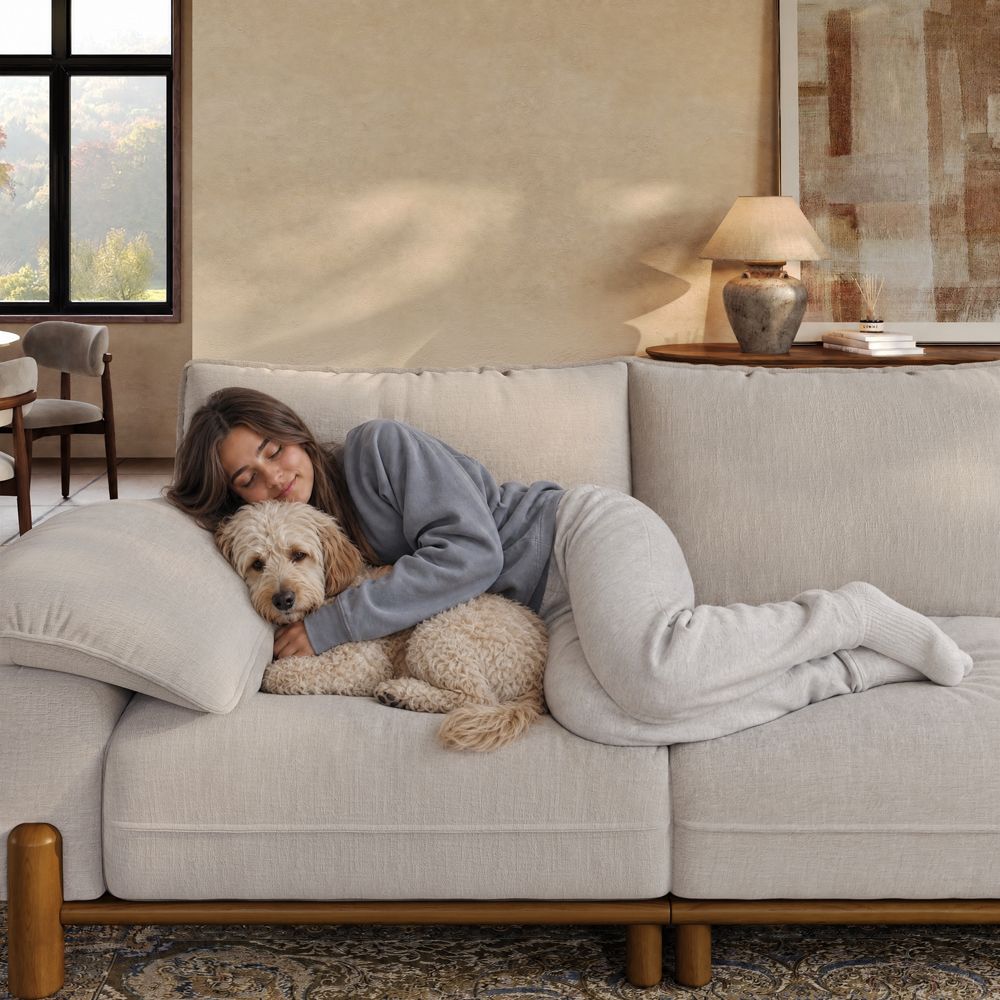 Light Khaki Chenille Sofa Set