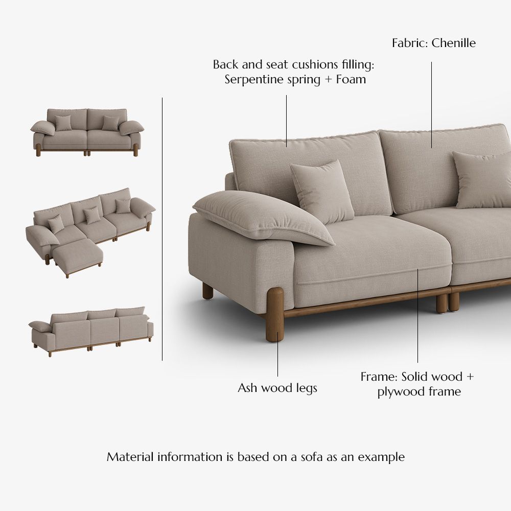 Light Khaki Chenille Sofa Set