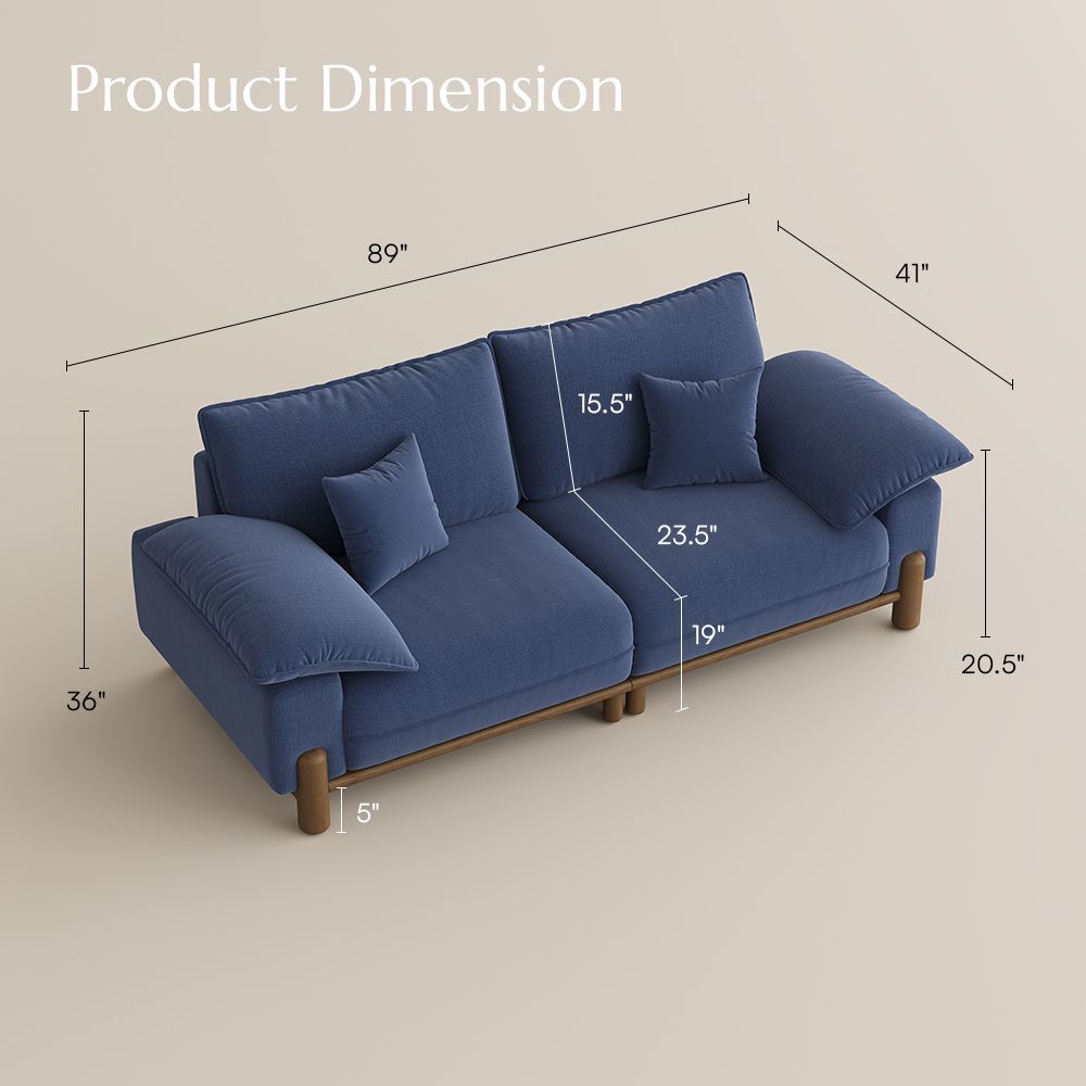 Relaxed Navy Blue Chenille Modular Sofas