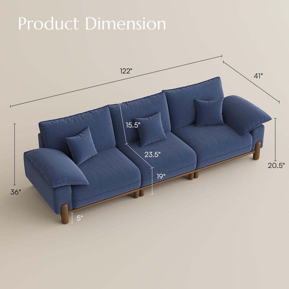 Relaxed Navy Blue Chenille Modular Sofas