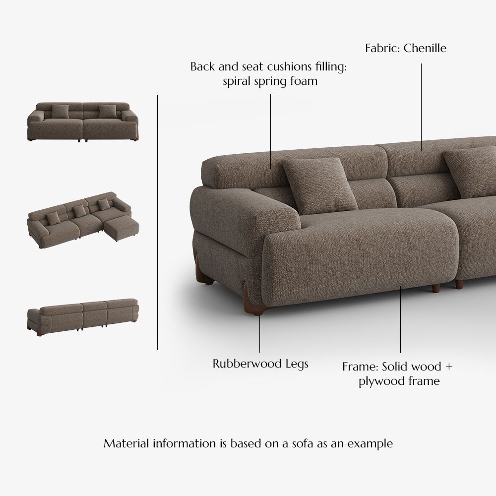 Dark Khaki Chenille Modular Sofas
