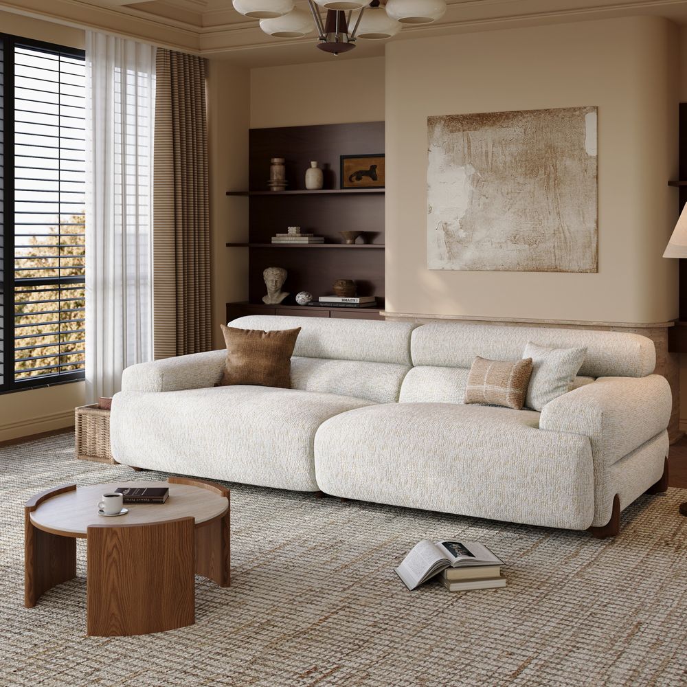 White Chenille Modular Sofas