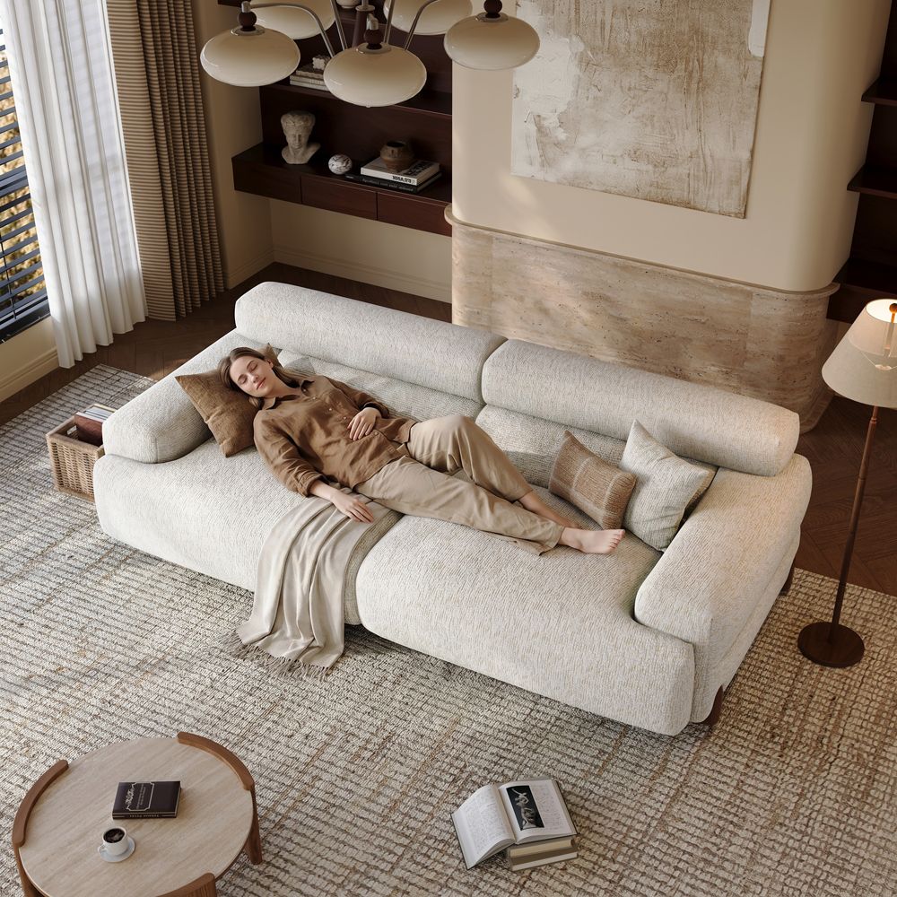 White Chenille Modular Sofas