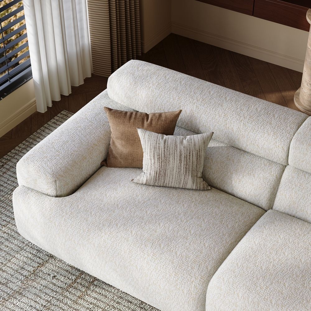 White Chenille Modular Sofas