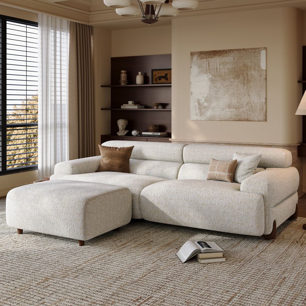 White Chenille Modular Sofas