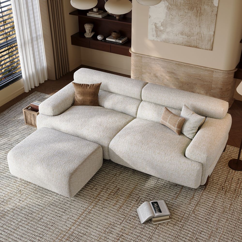White Chenille Modular Sofas