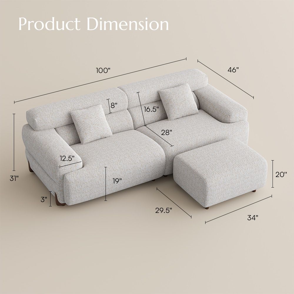 White Chenille Modular Sofas