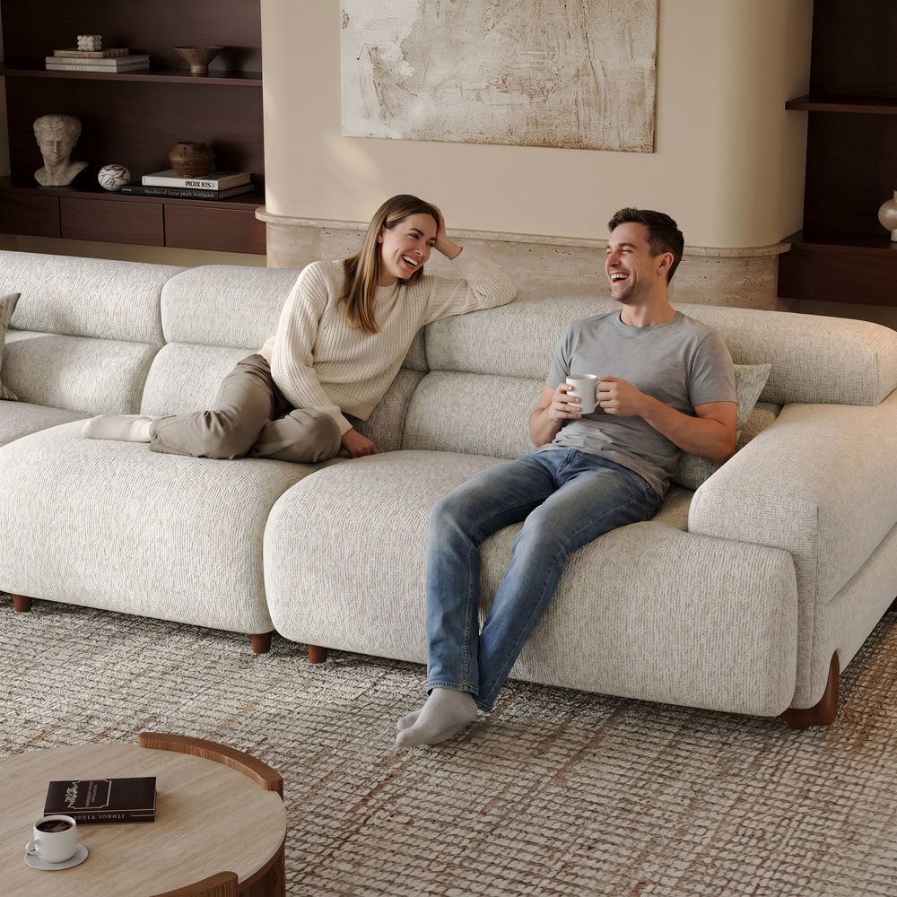White Chenille Modular Sofas
