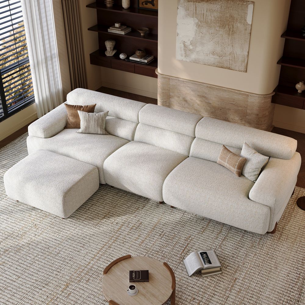 Partial Assembly Required White Chenille Modular Sofas