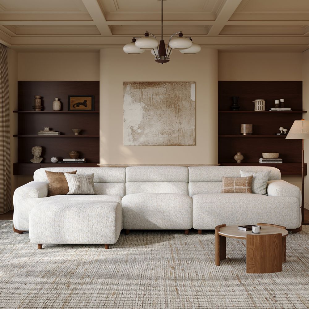 Apartment White Chenille Modular Sofas