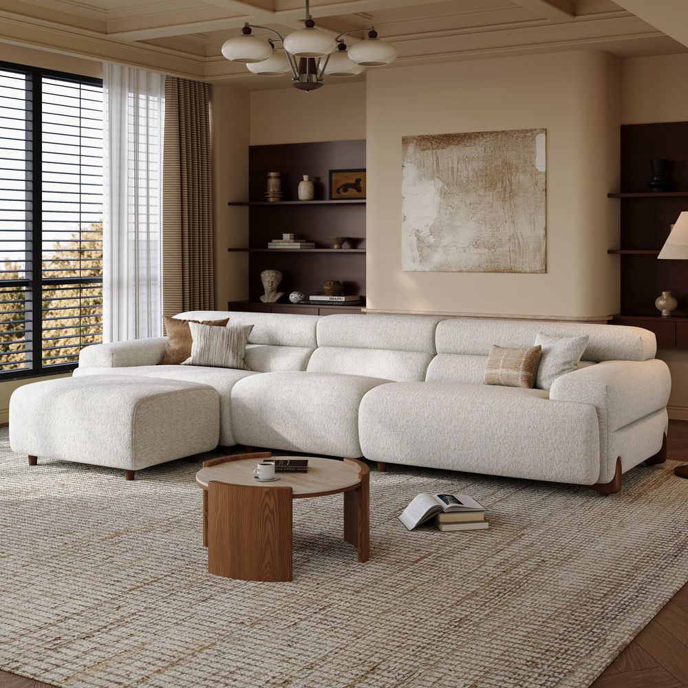 White White Chenille Modular Sofas