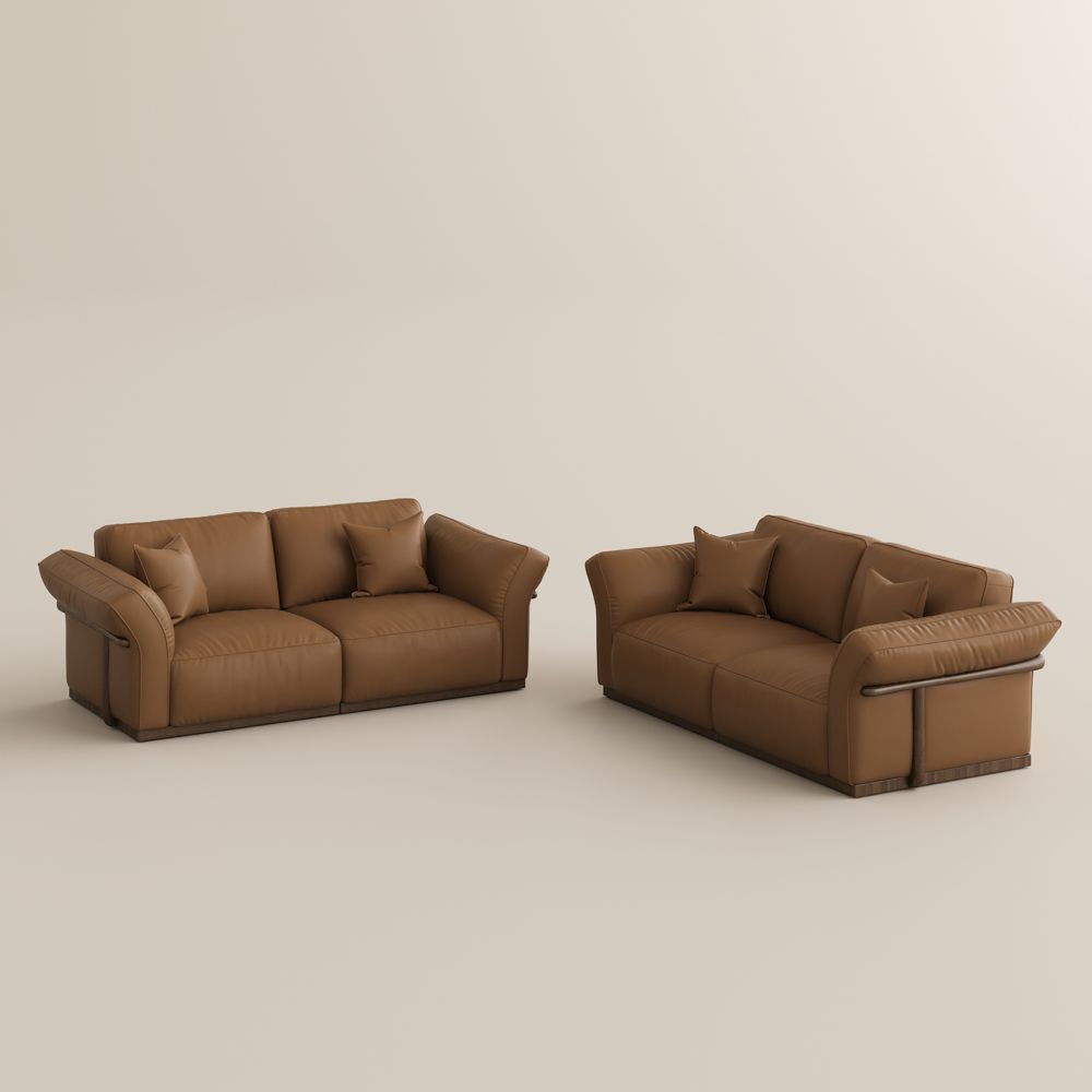5-6 Seater Brown Top Grain Leather Modular Sofas