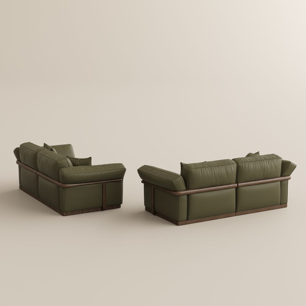 Living Room Sets Green Top Grain Leather Modular Sofas