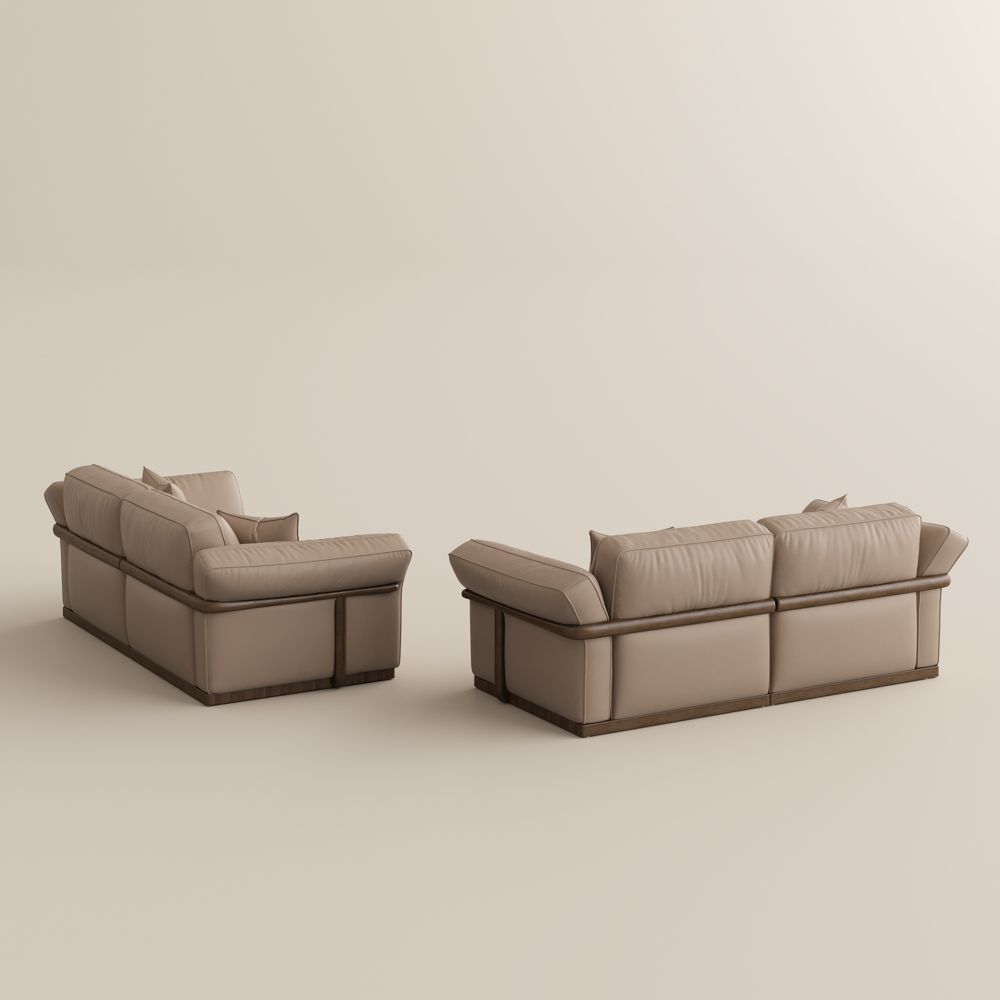 Modular Khaki Top Grain Leather Modular Sofas