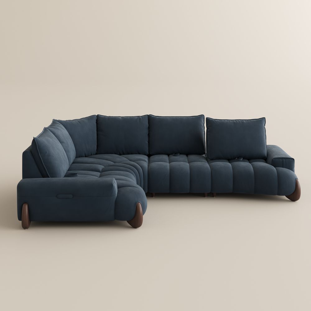 Office Blue Velvet Modular Sofas
