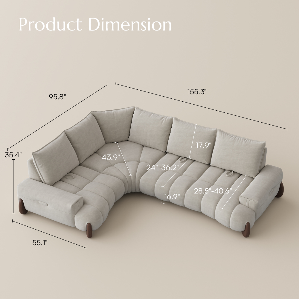 Beige Velvet Modular Sofas