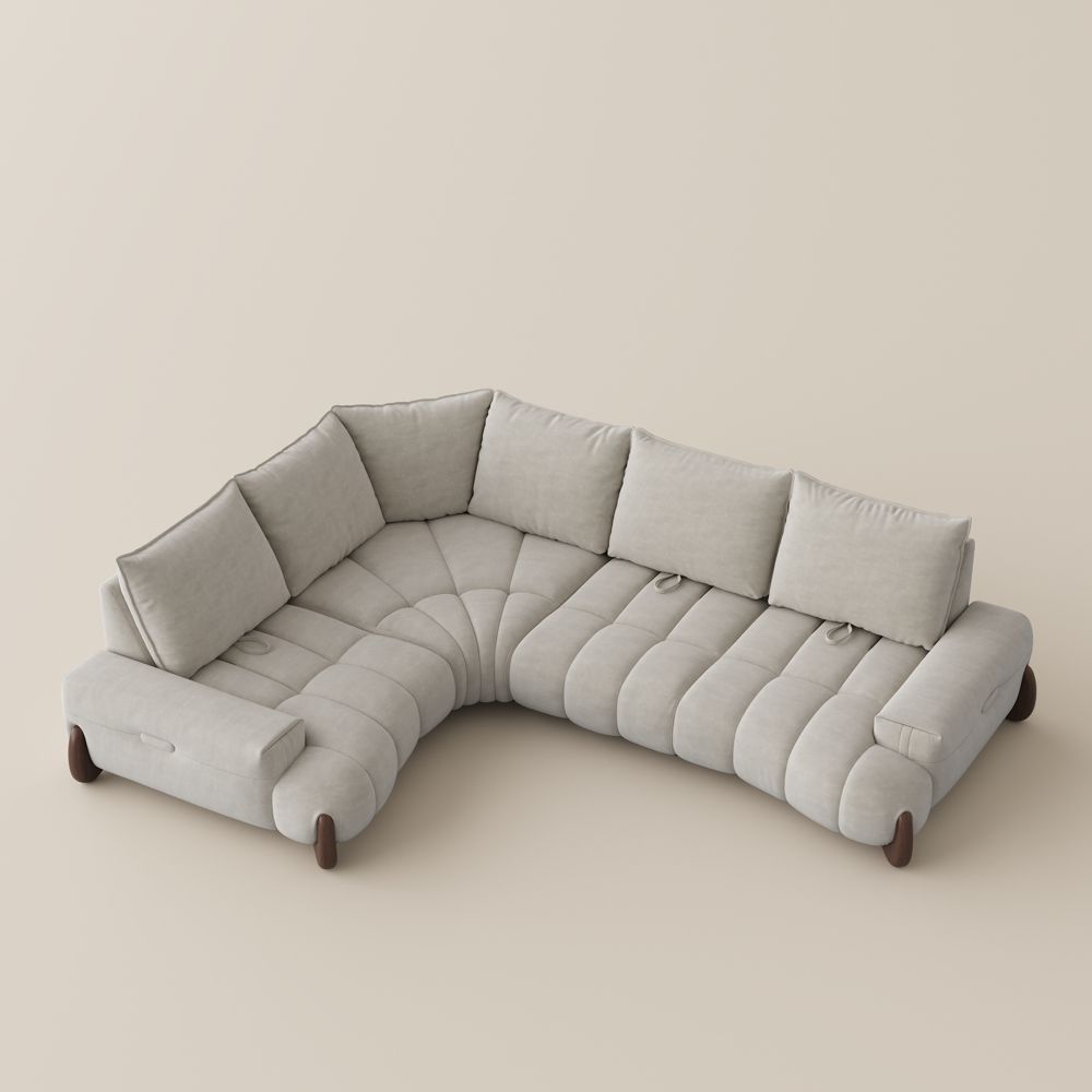 Modern Luxury Beige Pet-Friendly Fabric Modular Sofas