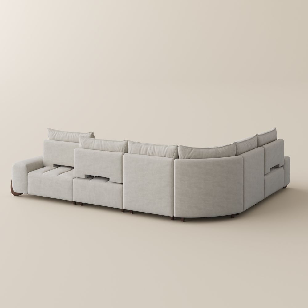 Beige Velvet Modular Sofas