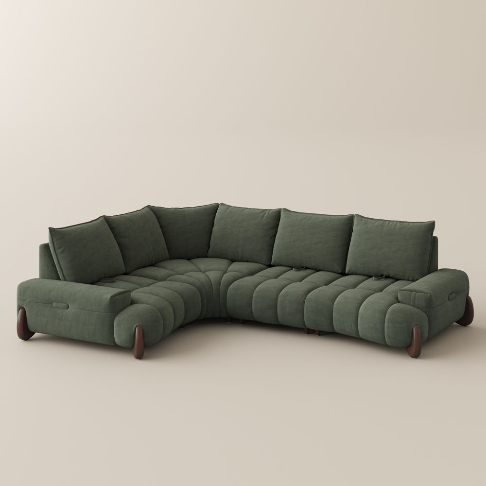 Office Green Pet-Friendly Fabric Modular Sofas