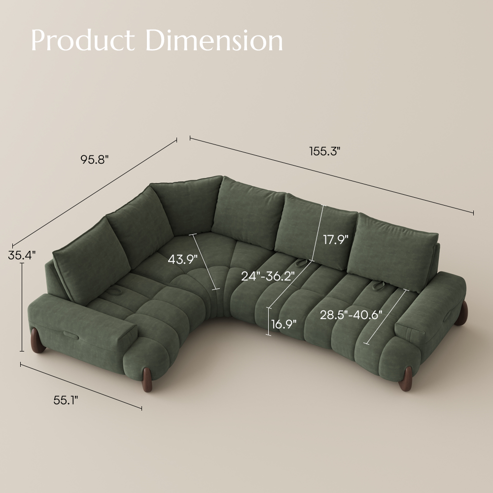 Apartment Green Pet-Friendly Fabric Modular Sofas