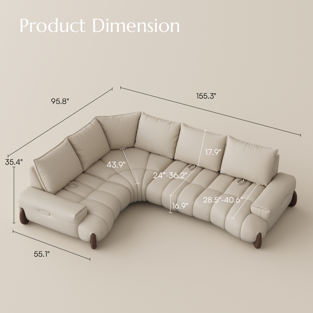 Modern Beige Leather Modular Sofas