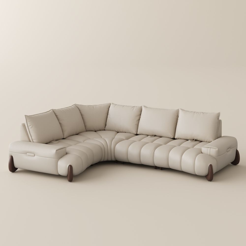 Modular Beige Leather Modular Sofas