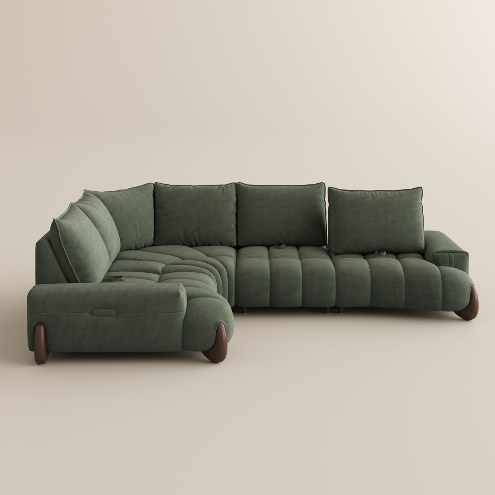 Office Green Pet-Friendly Fabric Modular Sofas