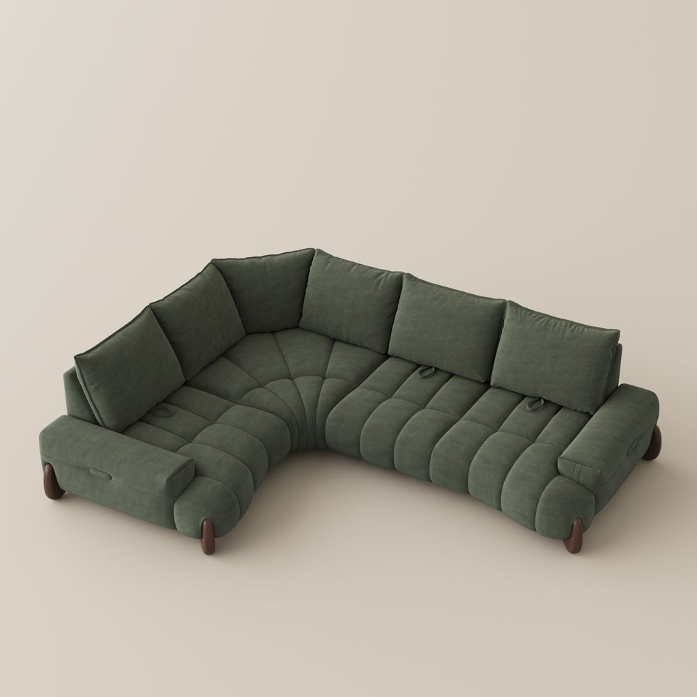 4-5 Seater Green Pet-Friendly Fabric Modular Sofas
