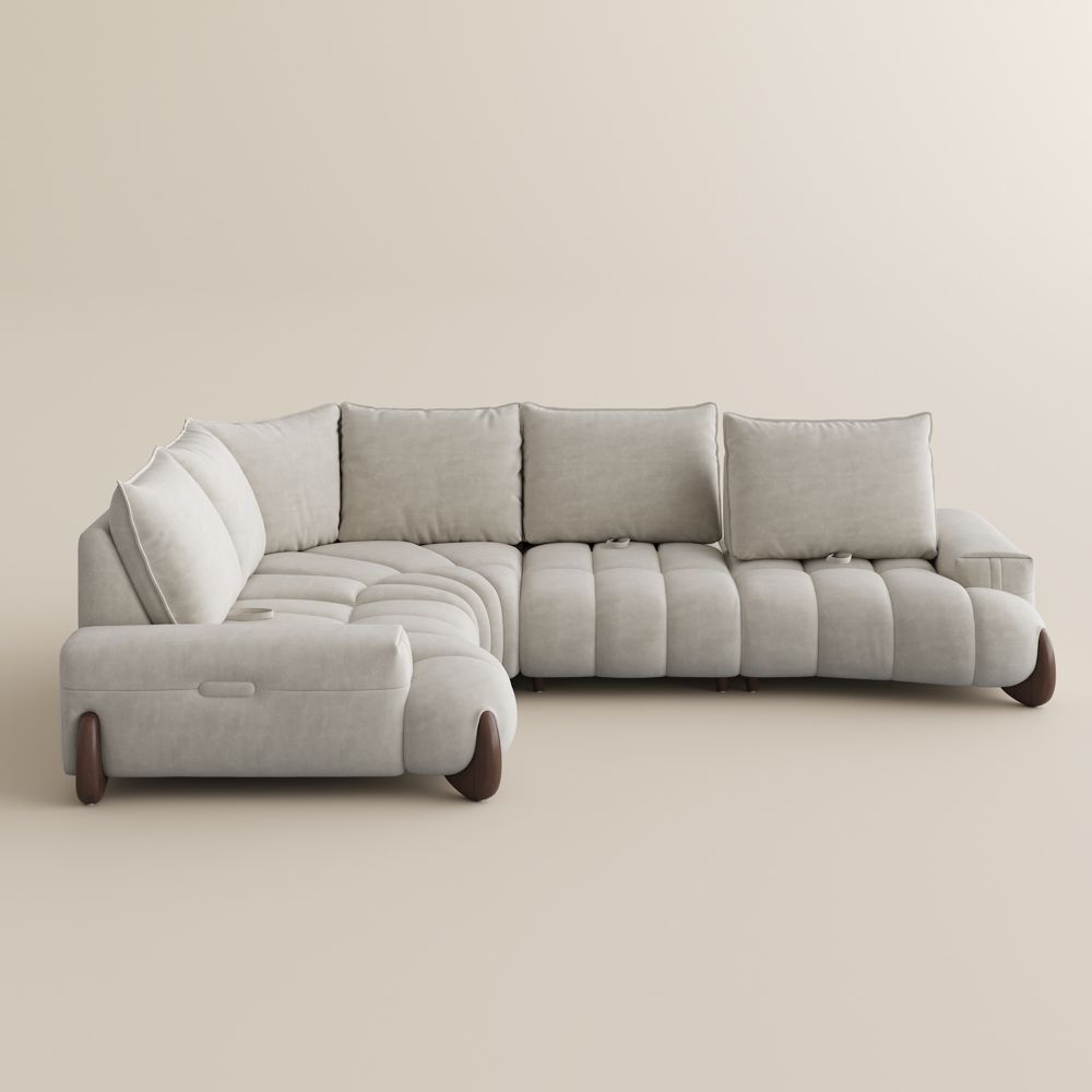 With Storage Beige Pet-Friendly Fabric Modular Sofas