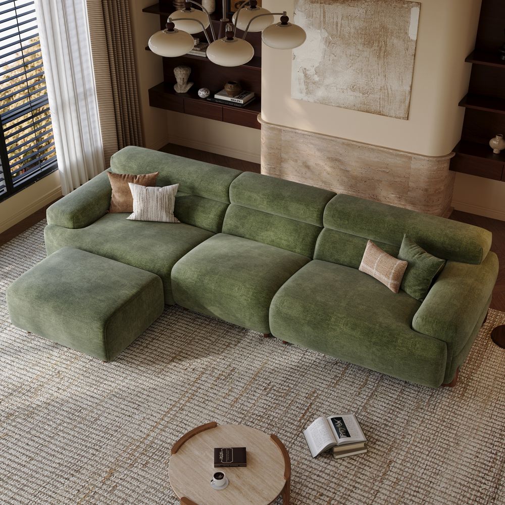 Green Green Chenille Modular Sofas