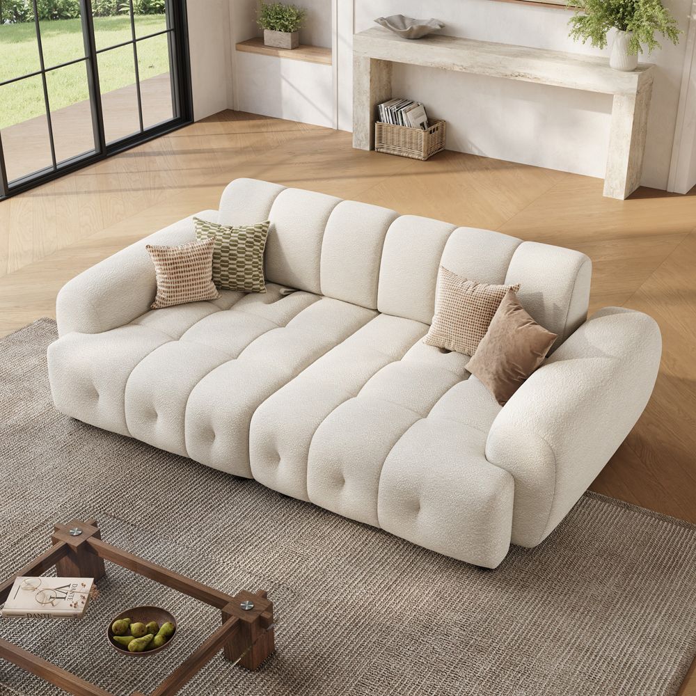 Home Theater Cream Chenille Modular Sofas