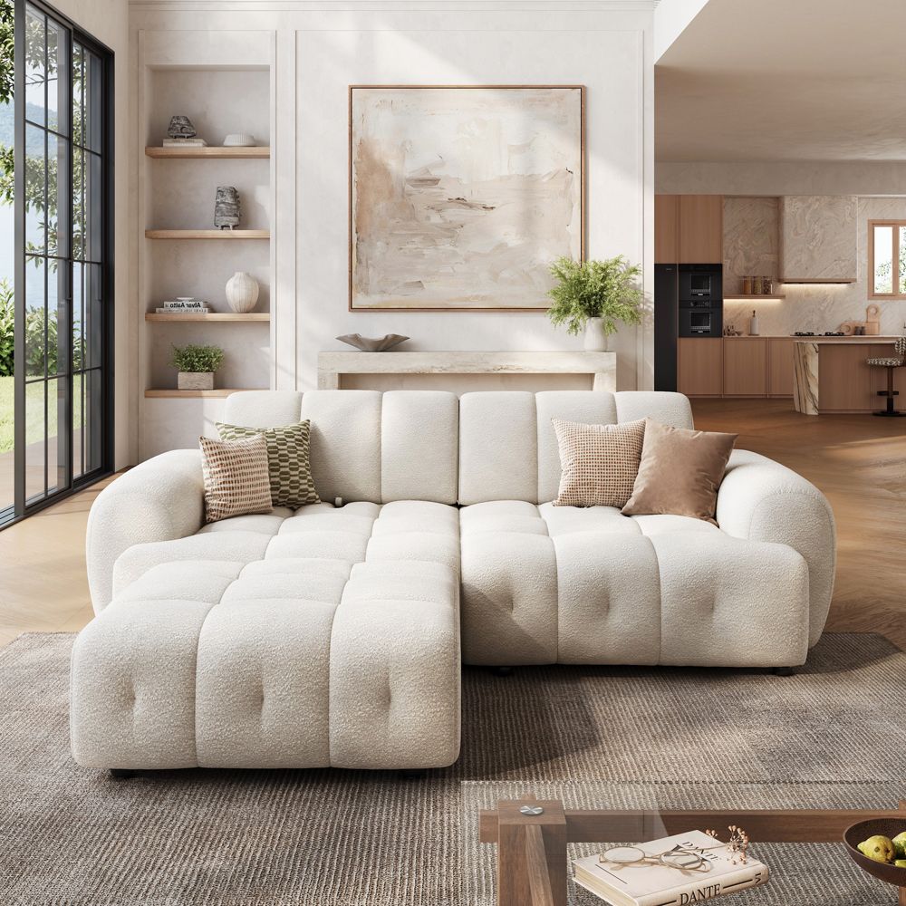 Avelune Cream Chenille Modular Sofas