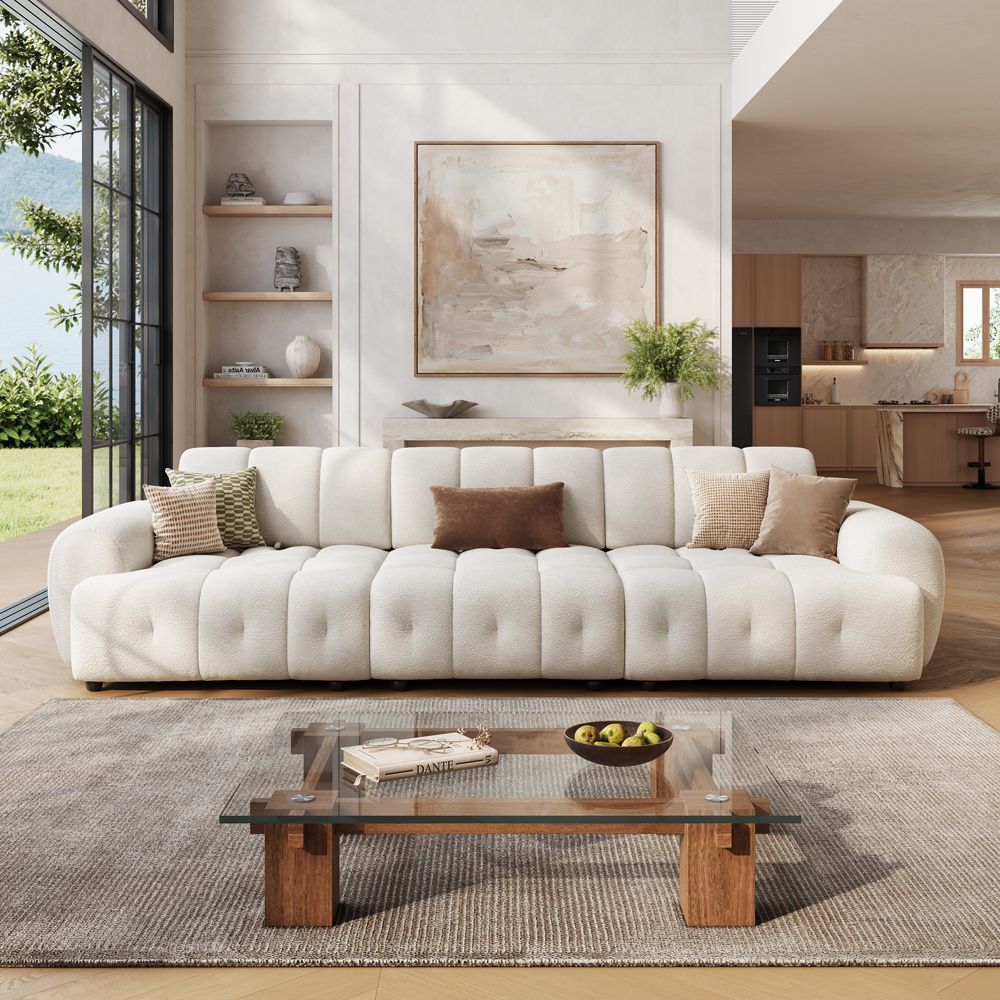 Avelune Cream Chenille Modular Sofas