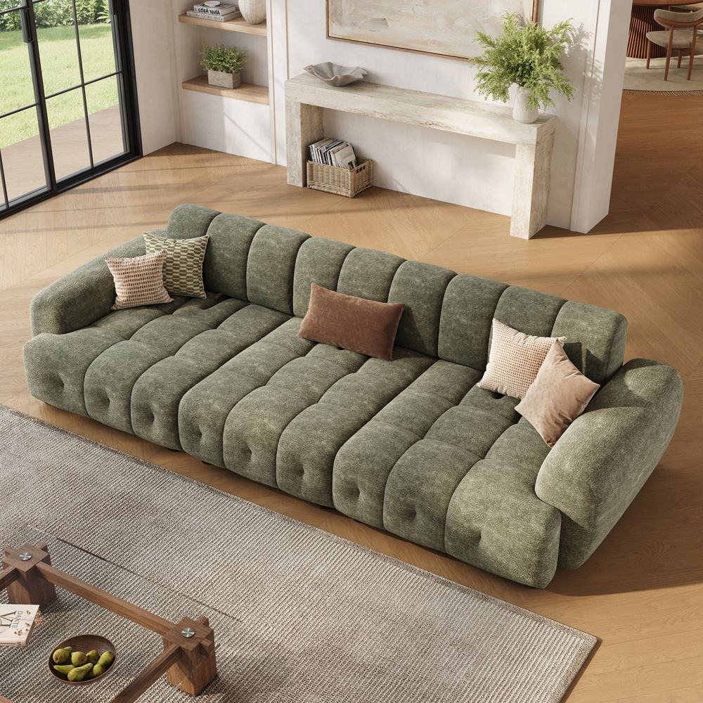 3-4 Seater Green Chenille Modular Sofas