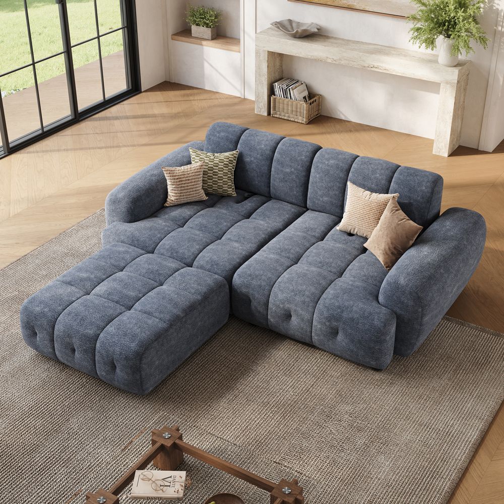 2-3 Seater Blue Chenille Modular Sofas