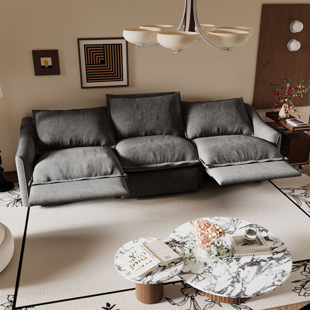 Recliner Gray Linen Modular Sofas