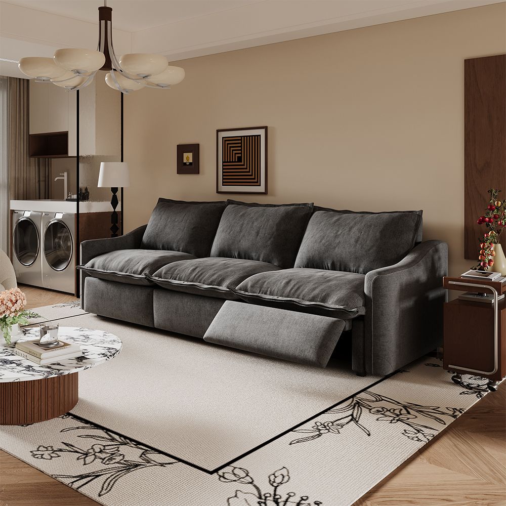 Curved Gray Linen Modular Sofas