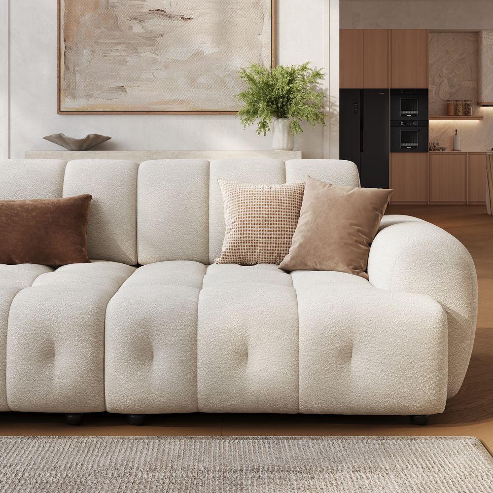 Chenille Cream Chenille Modular Sofas
