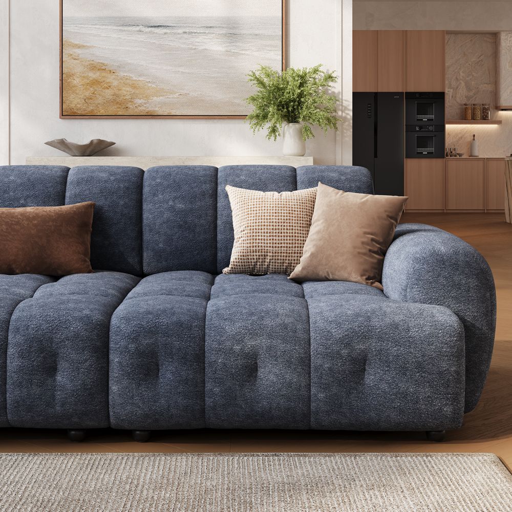 Avelune Blue Chenille Modular Sofas