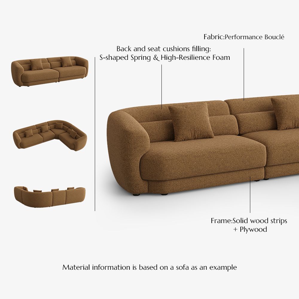 Partial Assembly Required Brown Bouclé Modular Sofas