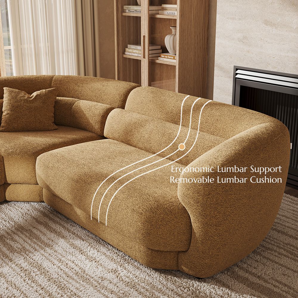 Living Room Brown Bouclé Modular Sofas