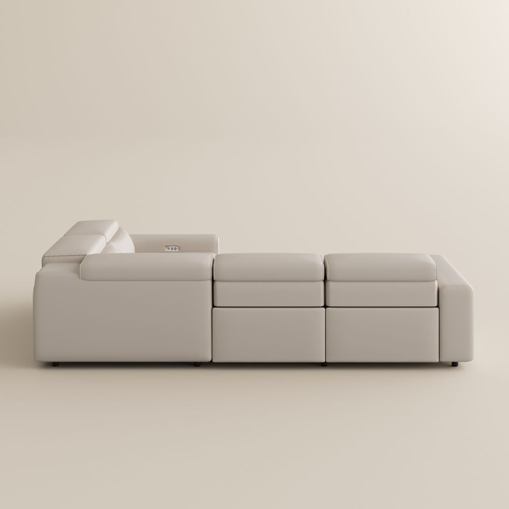 Small Beige Eco-friendly Microfiber Leather Modular Sofas