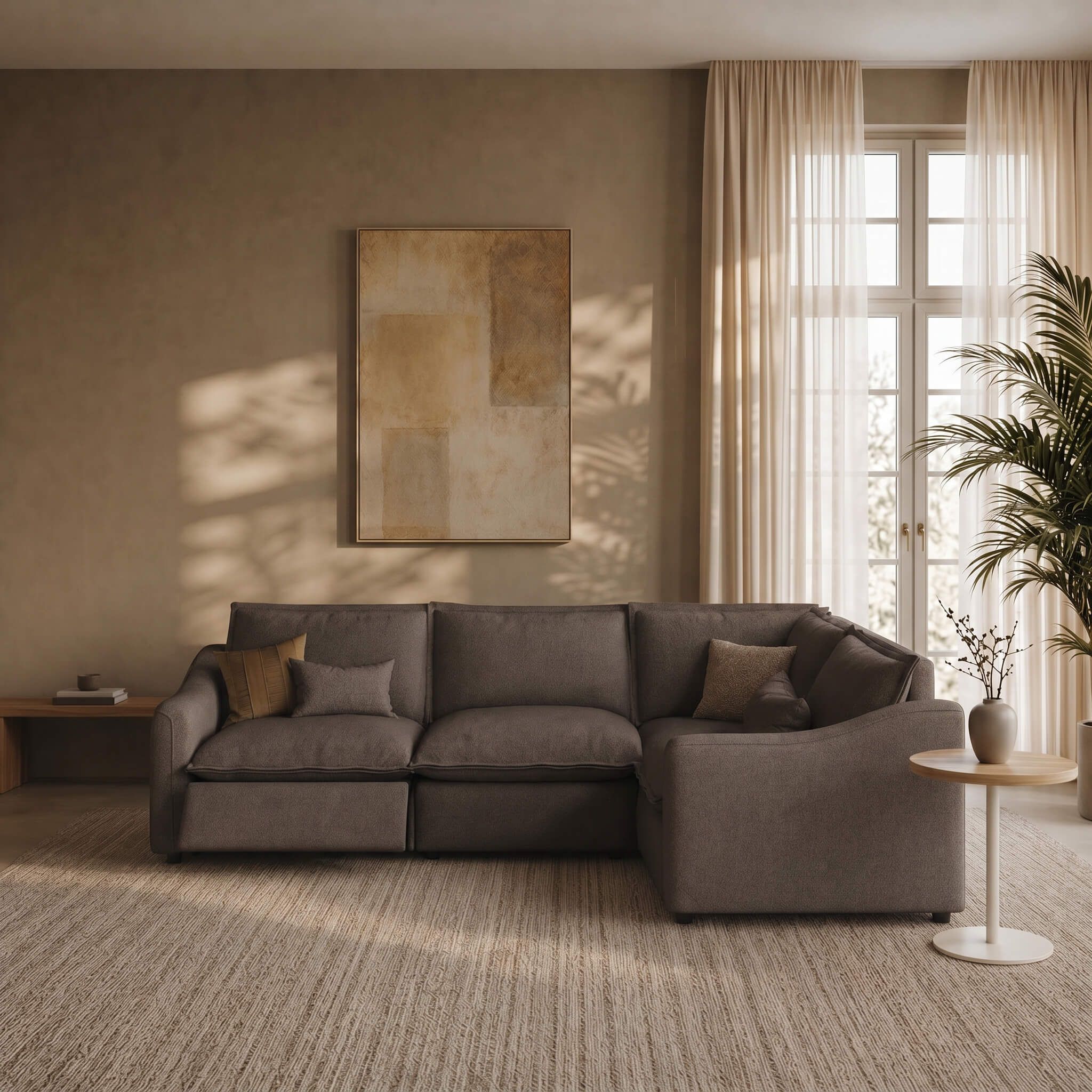 3-4 Seater Dark Gray Linen Modular Sofas