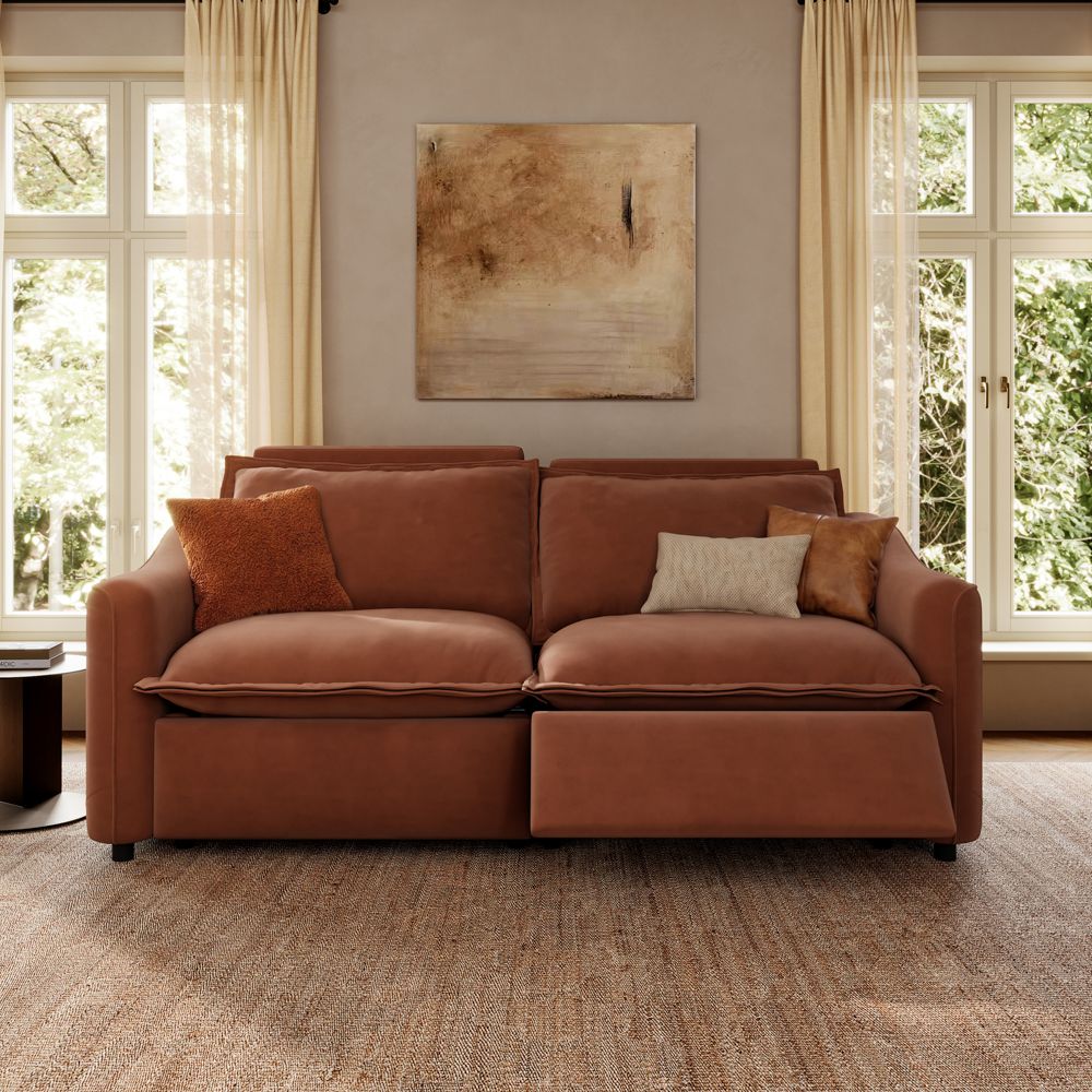 Recliner Brown Pet-Friendly Fabric Modular Sofas