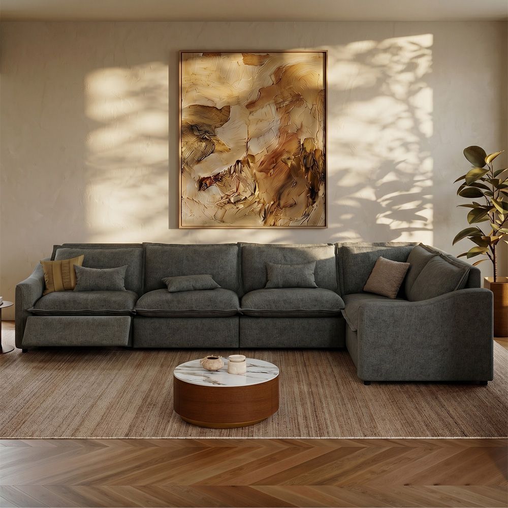 Modern Gray Velvet Modular Sofas