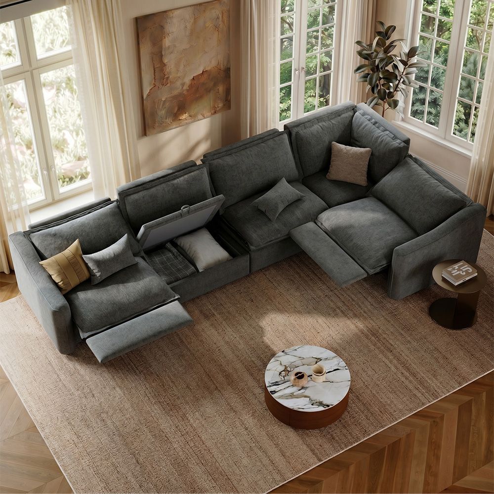 Ultra Soft Gray Velvet Modular Sofas