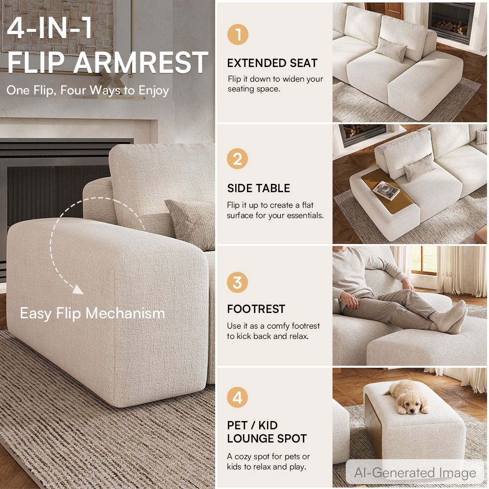 Rectangular Beige Modular Sofas