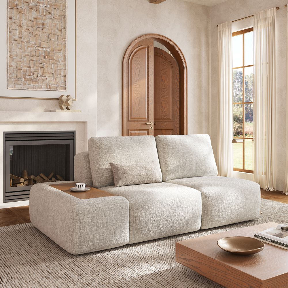 Mid Century Modern Light Gray Modular Sofas
