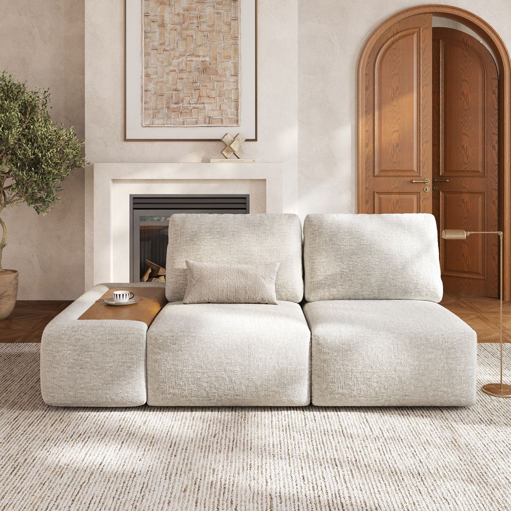 Chenille Light Gray Modular Sofas