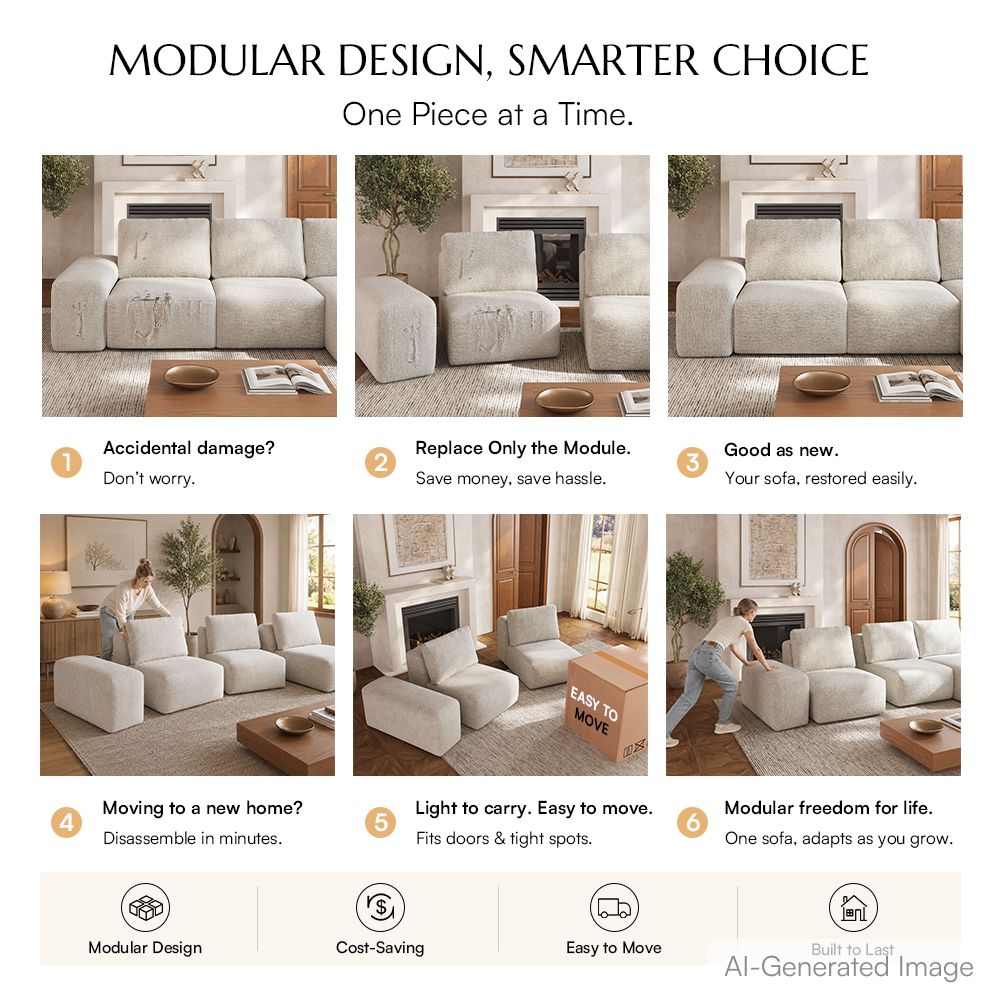 Low Fluoride Light Gray Modular Sofas